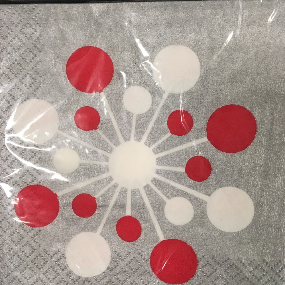 set/8 packages of Festive Snowflake Party Beverage Napkins-16ct per pkg, 128 ttl